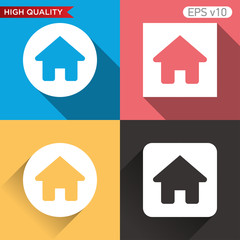Colored icon or button of home or house symbol with background