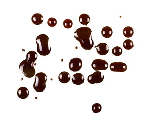 old engine oil spill and splash isolated on white background, texture 