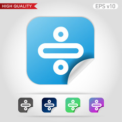 Colored icon or button of divided symbol with background