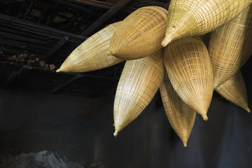 Vietnamese old traditional bamboo fish trap