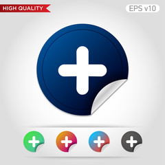 Obraz premium Colored icon or button of plus symbol with background