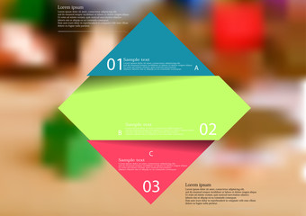 Illustration infographic template with color rhombus divided to three parts