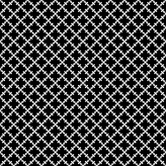 Vector seamless pattern. Abstract black & white texture with curved geometric shapes, barbed figures. Repeat tiles. Endless dark ornamental background, gothic style. Design for decor, prints, textile