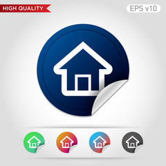 Colored icon or button of home or house symbol with background