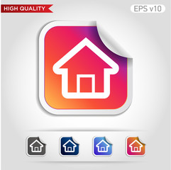 Colored icon or button of home or house symbol with background