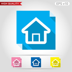 Colored icon or button of home or house symbol with background