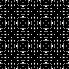 Vector monochrome seamless pattern, simple minimalist geometric background, tiny cruciate figures, black & white, different size. Dark repeat abstract texture. Design for prints, decor, digital, web