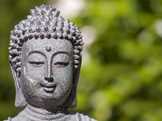portrait of a buddha against green