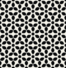 Abstract geometry black and white floral ornament deco art pattern