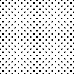 Vector seamless pattern. Simple minimalist monochrome geometric texture, small rounded squares & rhombuses. Abstract endless black & white background. Modern design for prints, decoration, textile