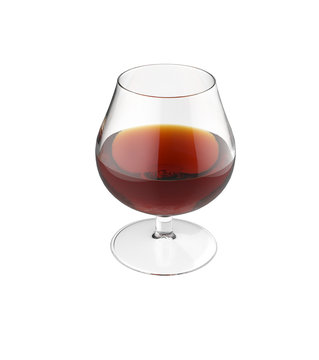 Glass of cognac isolated. 3d