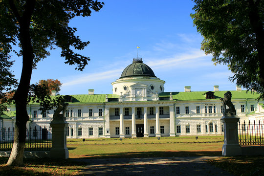 view to Kachanivka Palace and huge trees