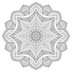 Eastern ethnic mandala. Round symmetrical pattern. Coloring