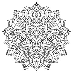 Circular geometric ornament. Round outline Mandala for