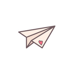 Paper plane decorated with heart.