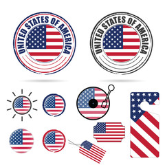american flag in various poses set color illustration