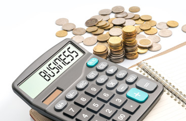coins and calculator
