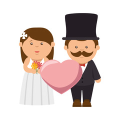 Obraz na płótnie Canvas just married couple card vector illustration design
