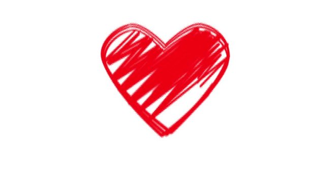 Red heart on a white background. Drawing with animation dedicated to the theme of Valentine's Day.