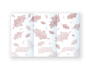 red oak leafs printed on the card. vector leaflet