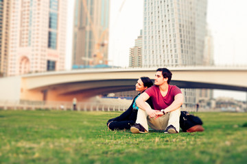 Fototapeta premium Tourists To Dubai Taking A Break