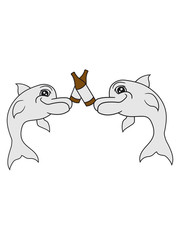 Team 2 friends balance beer drinking party celebrate drinking drunk alcohol thirst jumping delfin cool design cute cute fun © Style-o-Mat-Design
