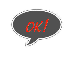 Ok exclamation, isolated red on black