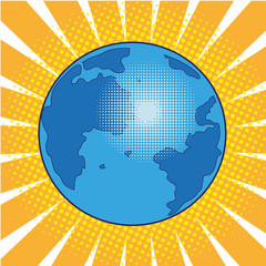 Earth planet pop art comic vector