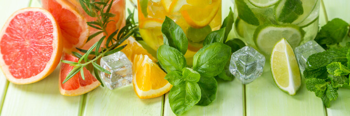 Selection of infused water for detox