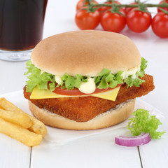 Fischburger Fisch Burger Backfisch Hamburger Cola Getränk