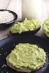 Pancake oats and guacamole  with milk of oats