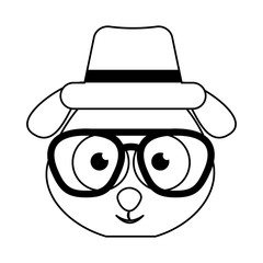 cute dog character hipster style vector illustration design