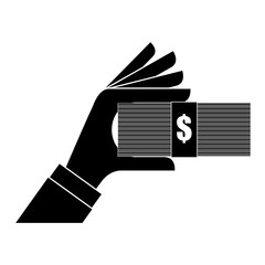 hands with money bills over white background. vector illustration