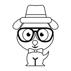 cute dog character hipster style vector illustration design