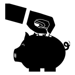 piggy bank with coins over white background. vector illustration