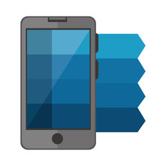 smartphone device with statistics graphic vector illustration design