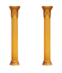 gilded two columns isolated on white background