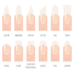 Nails shape icons set.