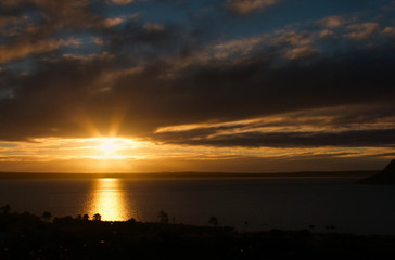 sunset over the river Dniepe