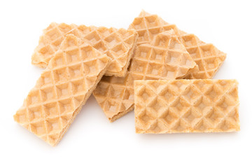 Waffle with crem isolated on white background.