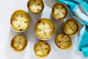 Preparation of traditional Easter treats: cakes, raw dough in th