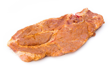 Roast beef in spice crust isolated on white background.
