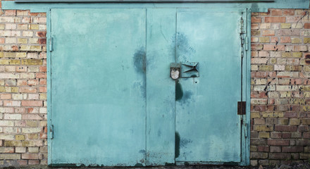 old metal warehouse door, hangar, high resolution photo
