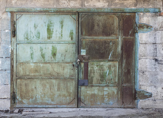 Fototapety  old metal warehouse door, hangar, high resolution photo