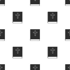 Religion Icon with Bible Isolated on White Background. Seamless Pattern