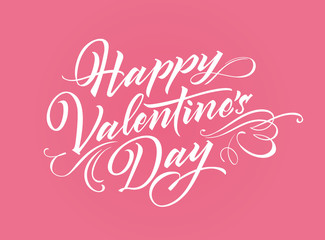 Happy Valentine Day lettering for greeting card, poster or banner 