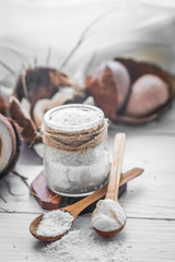 still life with coconut and  flakes