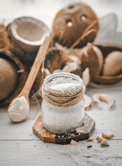 still life with coconut and  flakes
