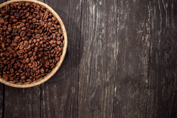 Coffee beans in basket.