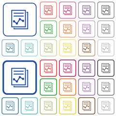 Report with graph outlined flat color icons